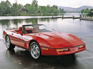 Картинка corvette автомобили корветт авто пейзаж красная тачка машина