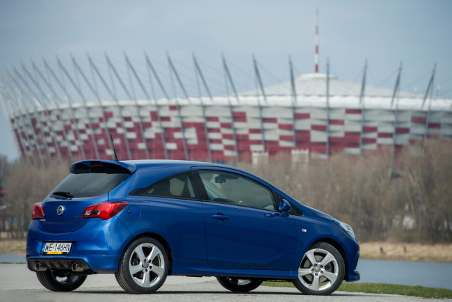 Обои картинки фото автомобили, opel, opc, corsa, 2015г, e, синий