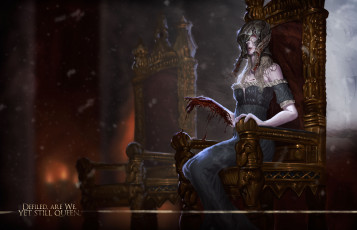 Картинка видео+игры bloodborne существо фон кровь трон