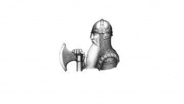 Картинка рисованное минимализм кольчуга топор борода профиль шлем воин доспехи лицо