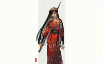 Картинка аниме оружие +техника +технологии девушка меч