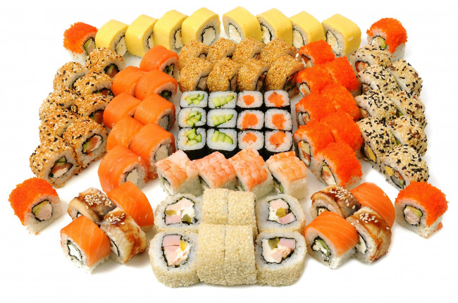 Обои картинки фото еда, рыба,  морепродукты,  суши,  роллы, японская, кухня, роллы, суши