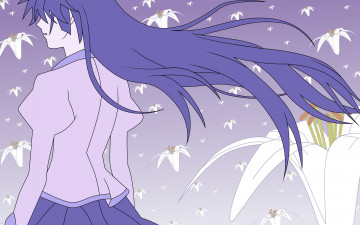 Картинка аниме bakemonogatari senjougahara+hitagi девушка форма цветы