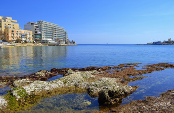 Картинка st julian`s malta города пейзажи берег дома море