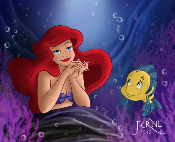 Обои картинки фото мультфильмы, the, little, mermaid, русалка, рыба