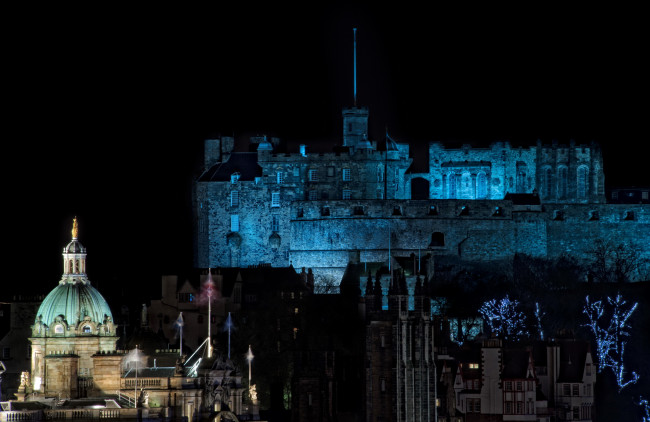 Обои картинки фото edinburgh, castle, шотландия, города, эдинбург, замок, ночь, огни