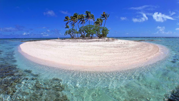 Картинка природа тропики океан море пальмы остров облака небо