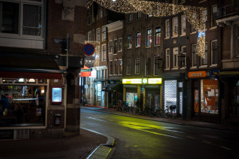 Картинка города амстердам+ нидерланды гирлянда вечер улица