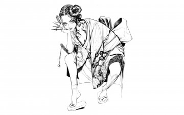 Картинка рисованное люди девушка кимоно