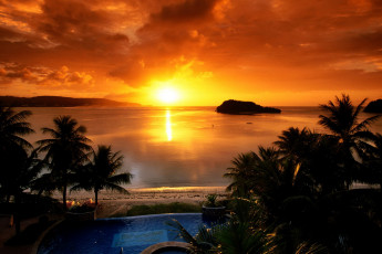 Картинка природа восходы закаты бассейн терраса закат море