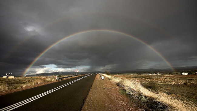 Обои картинки фото природа, радуга, равнина, дорога