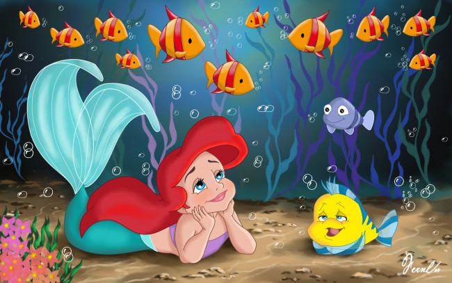Обои картинки фото мультфильмы, the, little, mermaid, рыбки