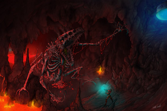 Картинка рисованные животные сказочные мифические пещера дракон