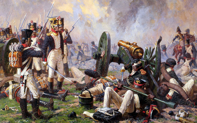 Обои картинки фото рисованные, александр аверьянов, uniform, averyanov, alexander, courage, canon, soldier, war, artillerie, napoleon