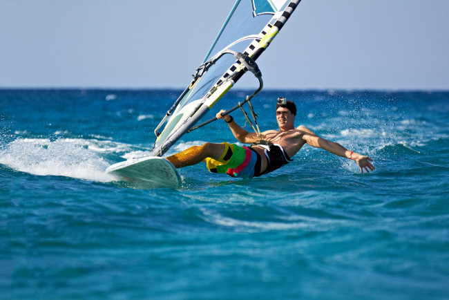 Обои картинки фото спорт, серфинг, океан, парень, доска