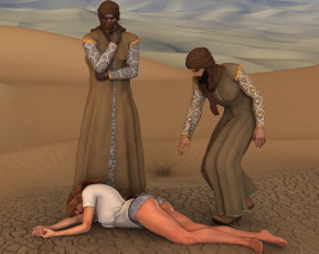 Картинка 3д+графика люди+ people люди пустыня девушка