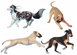 Картинка рисованное животные +собаки фон собаки