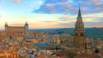 Картинка города толедо+ испания панорама здания старинные
