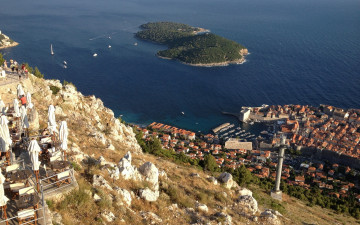обоя города, дубровник , хорватия, вид, панорама, сверху