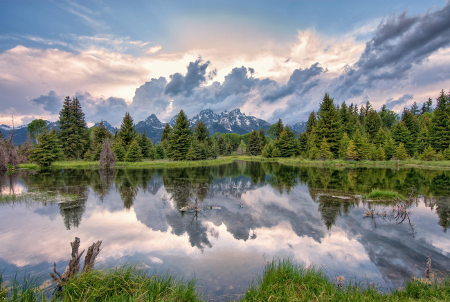 Обои картинки фото природа, реки, озера, лес, озеро, отражение, горы