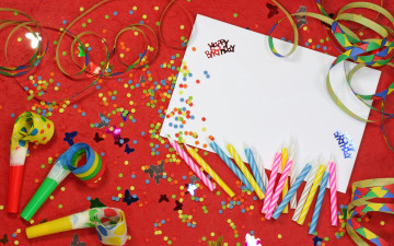 Картинка праздничные день+рождения конверт серпантин конфетти свечи