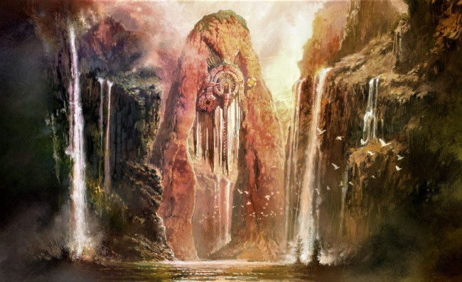 Обои картинки фото видео игры, aion,  the tower of eternity, горы, водопады, озеро