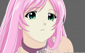 Картинка аниме rosario vampire to розовые волосы зелёные глаза