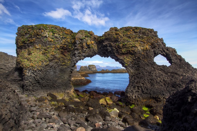 Обои картинки фото природа, побережье, камни, скала, арка, море
