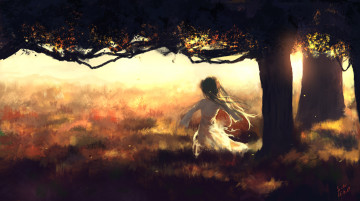 Картинка аниме unknown +другое sombernight природа девочка арт деревья
