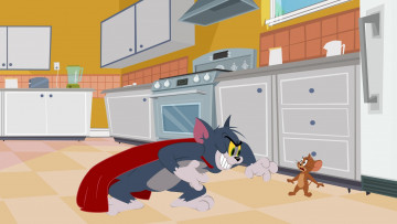 обоя мультфильмы, tom and jerry, кот, кухня, мышь