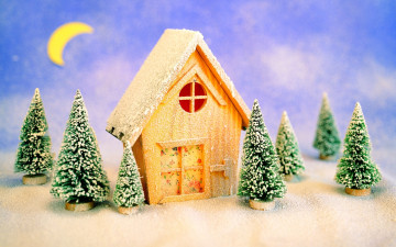 Картинка праздник праздничные -+разное+ новый+год сказка елочка домик