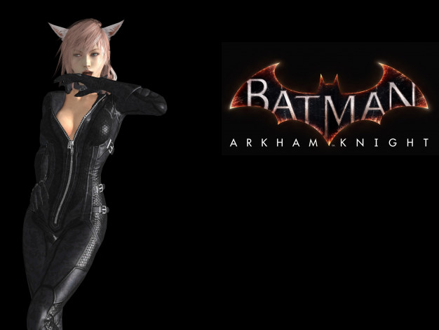 Обои картинки фото batman,  arkham knight, видео игры, фон, взгляд, девушка, логотип