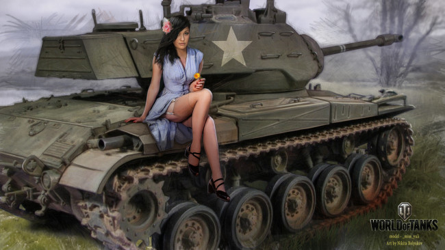 Обои картинки фото видео игры, мир танков , world of tanks, tanks, of, world, девушка, action, симулятор, арт