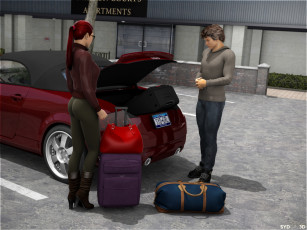 Картинка 3д+графика люди-авто мото+ people-+car+ +moto девушка взгляд фон парень