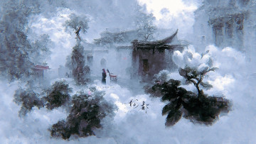 Картинка рисованное кино +мультфильмы лань ванцзи вэй усянь дома деревья