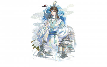 Картинка аниме mo+dao+zu+shi лань сичэнь журавль цветы пагоды