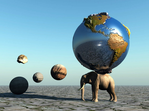 Обои картинки фото 3д, графика, animals, животные, слон, планета, земля
