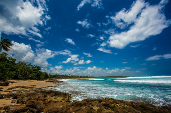 Картинка природа побережье облака волны пляж горизонт океан