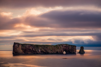 Картинка природа побережье восход утро арка атлантика квебек канада скала пляж океан