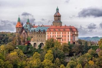 Картинка castle+fuerstenstein +poland города замки+польши замок лес осень