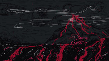 Картинка фэнтези существа вулкан лава саламандра