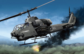 Картинка авиация 3д рисованые v-graphic тайвань bell ударный вертолет roc ah-1w super cobra