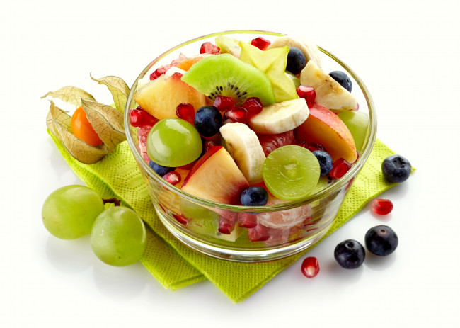 Обои картинки фото еда, фрукты,  ягоды, виноград, банан, черника, гранат, физалис