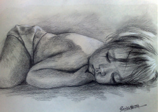 Картинка рисованные дети сон малыш карандашный рисунок