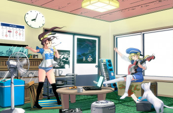 Картинка аниме headphones instrumental вентилятор девушки чайник котчасы ноутбук