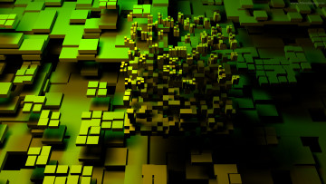 Картинка 3д графика abstract абстракции зелёный фон мозаика квадраты