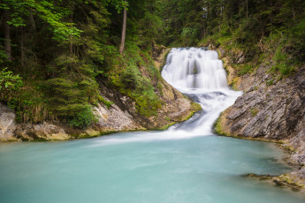 Картинка wallgau waterfall germany природа водопады река скалы лес германия