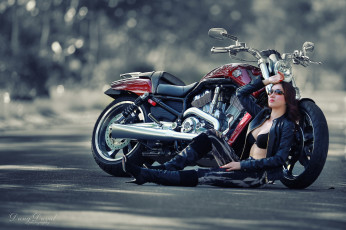 Картинка мотоциклы мото девушкой harley-davidson азиатка