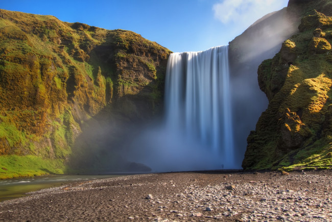 Обои картинки фото skogafoss, iceland, природа, водопады, исландия, скалы