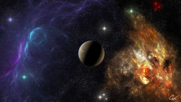 Картинка космос арт планета звезды туманности свет